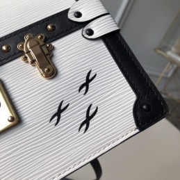 Replica Louis Vuitton White Black Trim Petite Malle