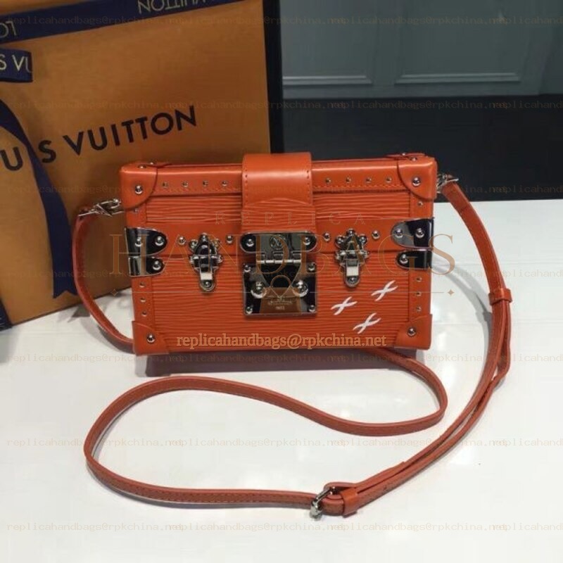 Replica Louis Vuitton Orange Studded Petite Malle