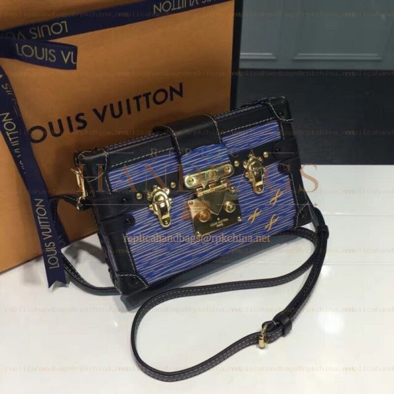 Replica Louis Vuitton Navy Blue Studded Petite Malle