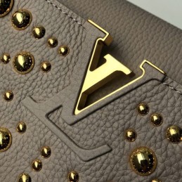 Replica Louis Vuitton Beige Gold Studded Capucines PM