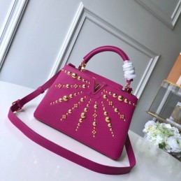 Replica Louis Vuitton Fuchsia Gold Studded Capucines PM