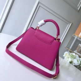 Replica Louis Vuitton Fuchsia Gold Studded Capucines PM