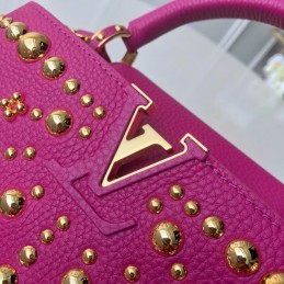 Replica Louis Vuitton Fuchsia Gold Studded Capucines PM