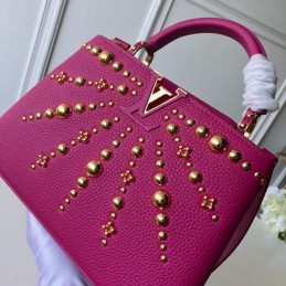 Replica Louis Vuitton Fuchsia Gold Studded Capucines PM