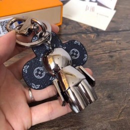 Replica Louis Vuitton Black Blue Monogram Doll Key Holder Charm