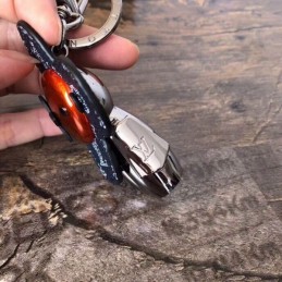 Replica Louis Vuitton Black Blue Monogram Doll Key Holder Charm