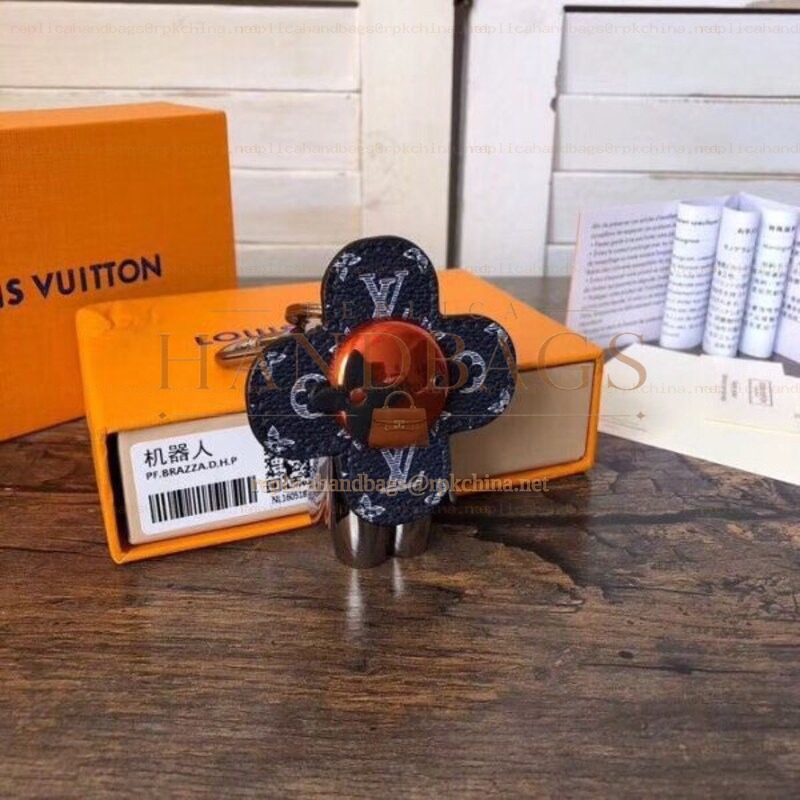 Replica Louis Vuitton Black Blue Monogram Doll Key Holder Charm