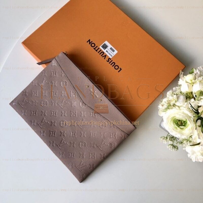 Replica Louis Vuitton Taupe Embossed Monogram Daily Pouch