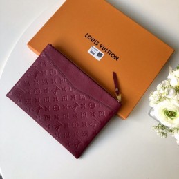 Replica Louis Vuitton Burgundy Embossed Monogram Daily Pouch