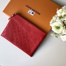 Replica Louis Vuitton Red Embossed Monogram Daily Pouch