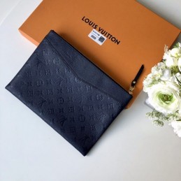 Replica Louis Vuitton Navy Blue Embossed Monogram Daily Pouch