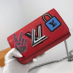 Replica Louis Vuitton Red Graphic Twist Chain Wallet