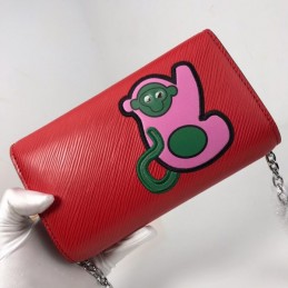 Replica Louis Vuitton Red Graphic Twist Chain Wallet