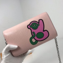 Replica Louis Vuitton Pale Pink Graphic Twist Chain Wallet