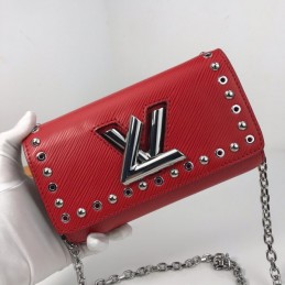 Replica Louis Vuitton Red Studded Twist Chain Wallet