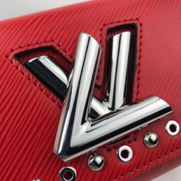 Replica Louis Vuitton Red Studded Twist Chain Wallet