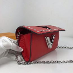Replica Louis Vuitton Red Studded Twist Chain Wallet