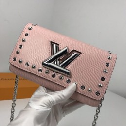Replica Louis Vuitton Pale Pink Studded Twist Chain Wallet