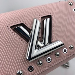 Replica Louis Vuitton Pale Pink Studded Twist Chain Wallet