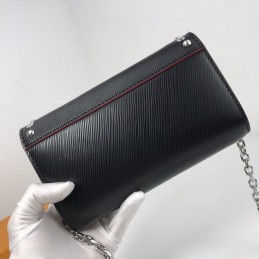 Replica Louis Vuitton Black Studded Twist Chain Wallet