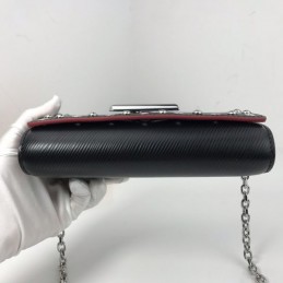 Replica Louis Vuitton Black Studded Twist Chain Wallet