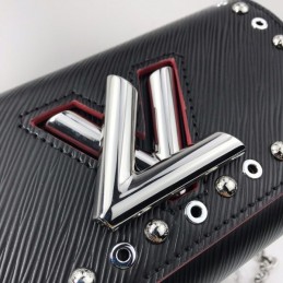 Replica Louis Vuitton Black Studded Twist Chain Wallet