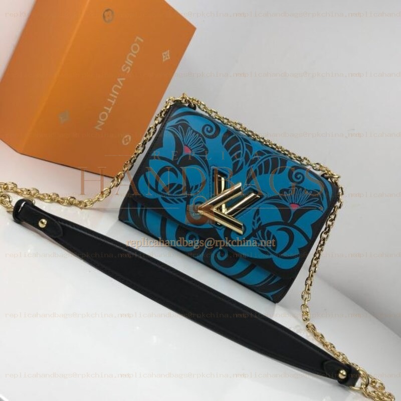 Replica Louis Vuitton Turquoise Black Graphic Twist MM