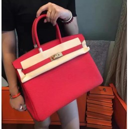 Replica Hermes Red Beige Birkin 35 Gold Hardware Bag