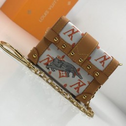 Replica Louis Vuitton White Monogram Petite Malle Key Holder Charm