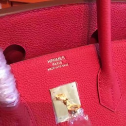 Replica Hermes Red Beige Birkin 35 Gold Hardware Bag