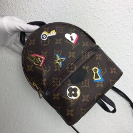 Replica Louis Vuitton Brown Monogram Palm Springs Mini Backpack with Studded Floral Detail