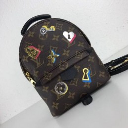 Replica Louis Vuitton Brown Monogram Palm Springs Mini Backpack with Studded Floral Detail