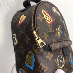 Replica Louis Vuitton Brown Monogram Palm Springs Mini Backpack with Studded Floral Detail