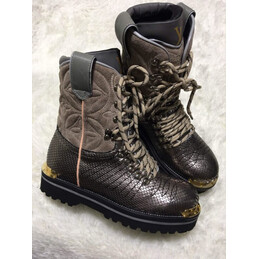 Replica Louis Vuitton Black Embossed Outland Ankle Boots