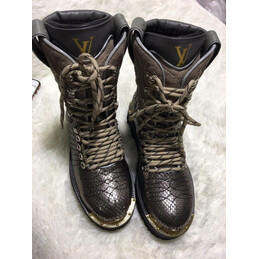 Replica Louis Vuitton Black Embossed Outland Ankle Boots