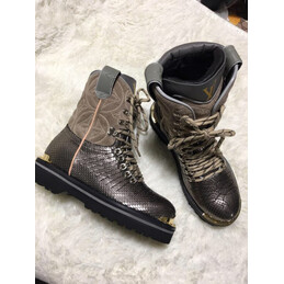 Replica Louis Vuitton Black Embossed Outland Ankle Boots