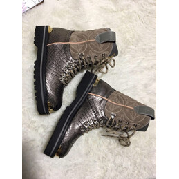 Replica Louis Vuitton Black Embossed Outland Ankle Boots