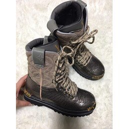 Replica Louis Vuitton Black Embossed Outland Ankle Boots