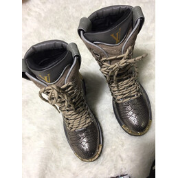 Replica Louis Vuitton Black Embossed Outland Ankle Boots