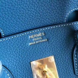 Replica Hermes Blue Beige Birkin 35 Palladium Hardware Bag