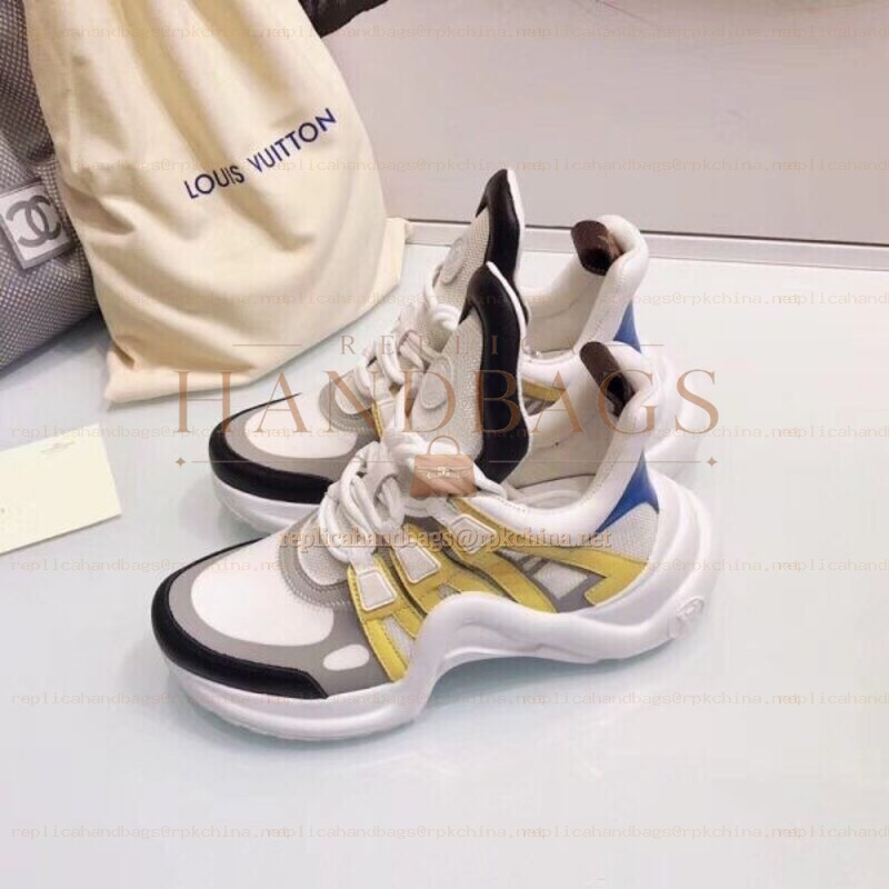 Replica Louis Vuitton White Gray Yellow Archlight Trainers Sneakers