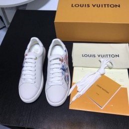 Replica Louis Vuitton White Floral Low-Top Sneakers