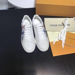 Replica Louis Vuitton White Floral Low-Top Sneakers