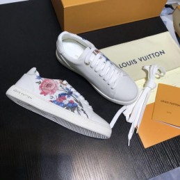 Replica Louis Vuitton White Floral Low-Top Sneakers