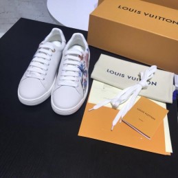 Replica Louis Vuitton White Floral Low-Top Sneakers