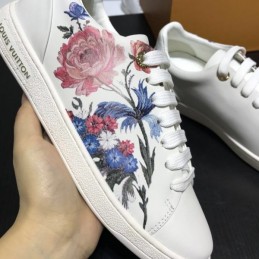 Replica Louis Vuitton White Floral Low-Top Sneakers