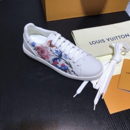 Replica Louis Vuitton White Floral Low-Top Sneakers