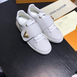 Replica Louis Vuitton White Gold Logo Low-Top Sneakers