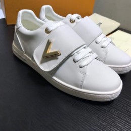 Replica Louis Vuitton White Gold Logo Low-Top Sneakers