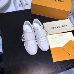 Replica Louis Vuitton White Gold Logo Low-Top Sneakers